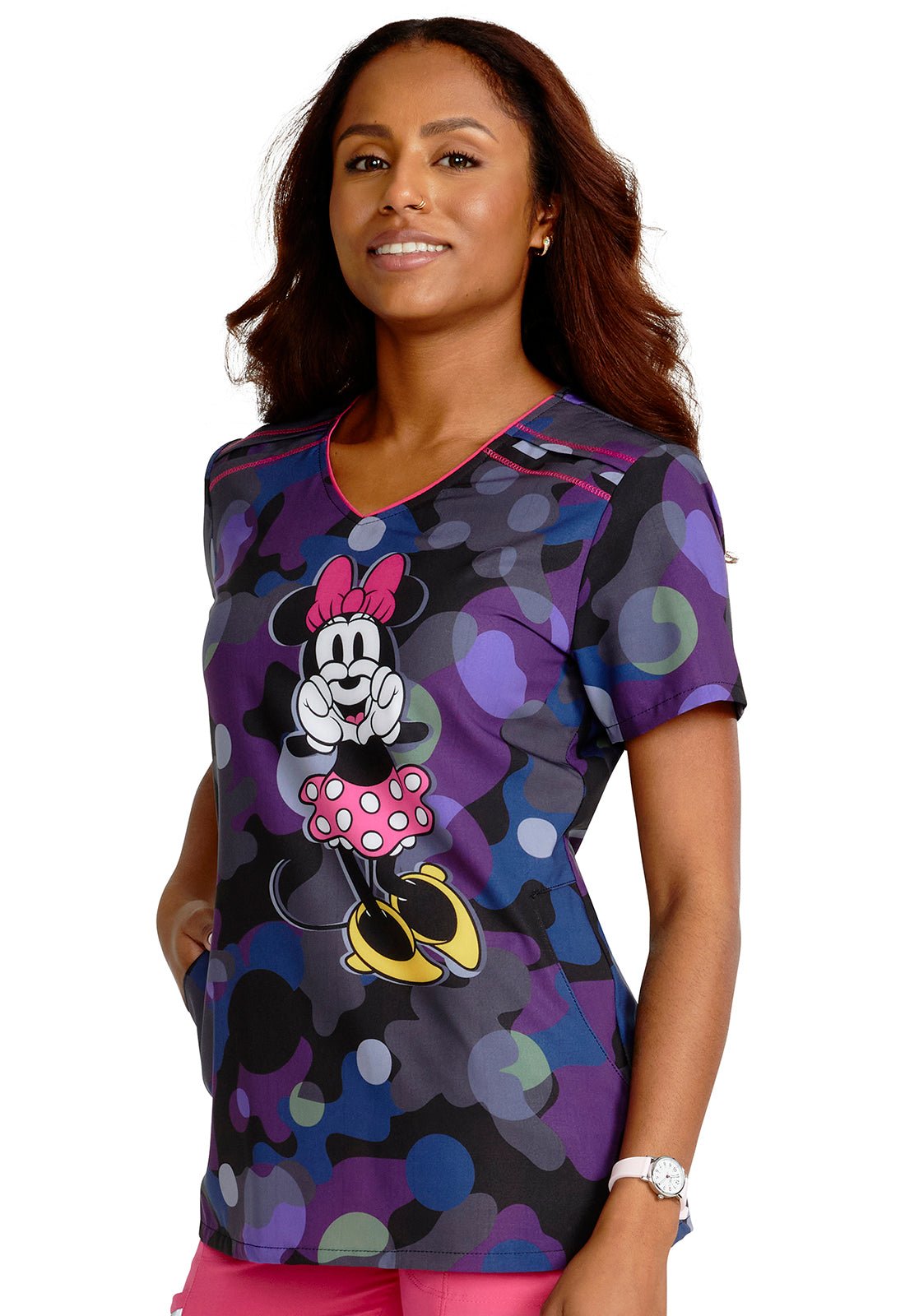 Minnie Mouse Cherokee Tooniforms Disney V Neck Scrub Top TF629 MNDM - Scrubs Select