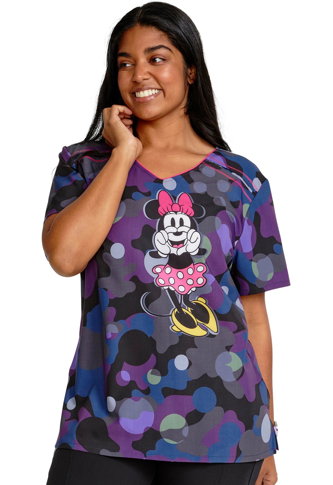 Minnie Mouse Cherokee Tooniforms Disney V Neck Scrub Top TF629 MNDM - Scrubs Select