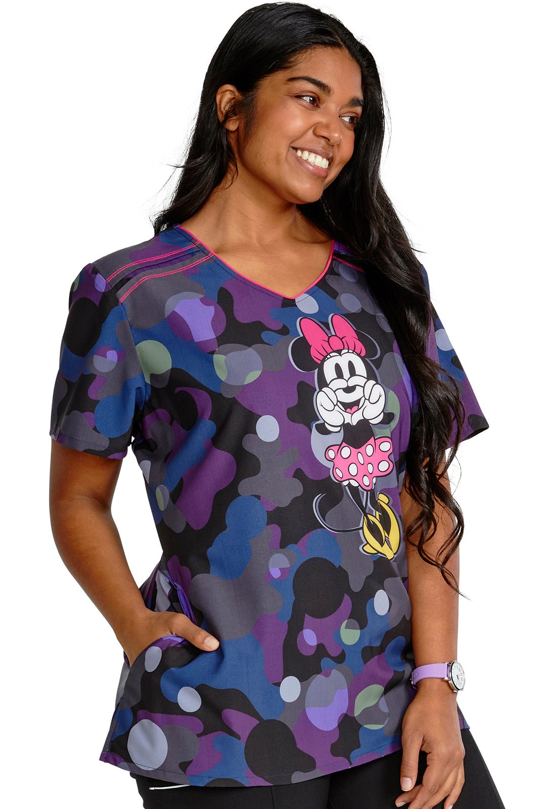 Minnie Mouse Cherokee Tooniforms Disney V Neck Scrub Top TF629 MNDM - Scrubs Select