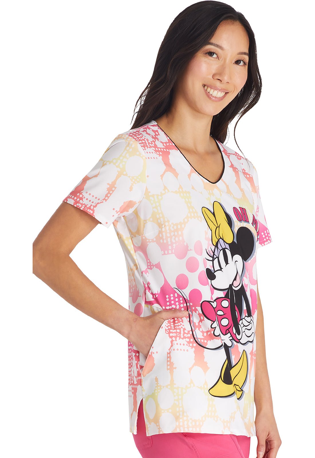 Minnie Mouse Cherokee Tooniforms Licensed Disney V Neck Scrub Top TF626 MNYH - Scrubs Select