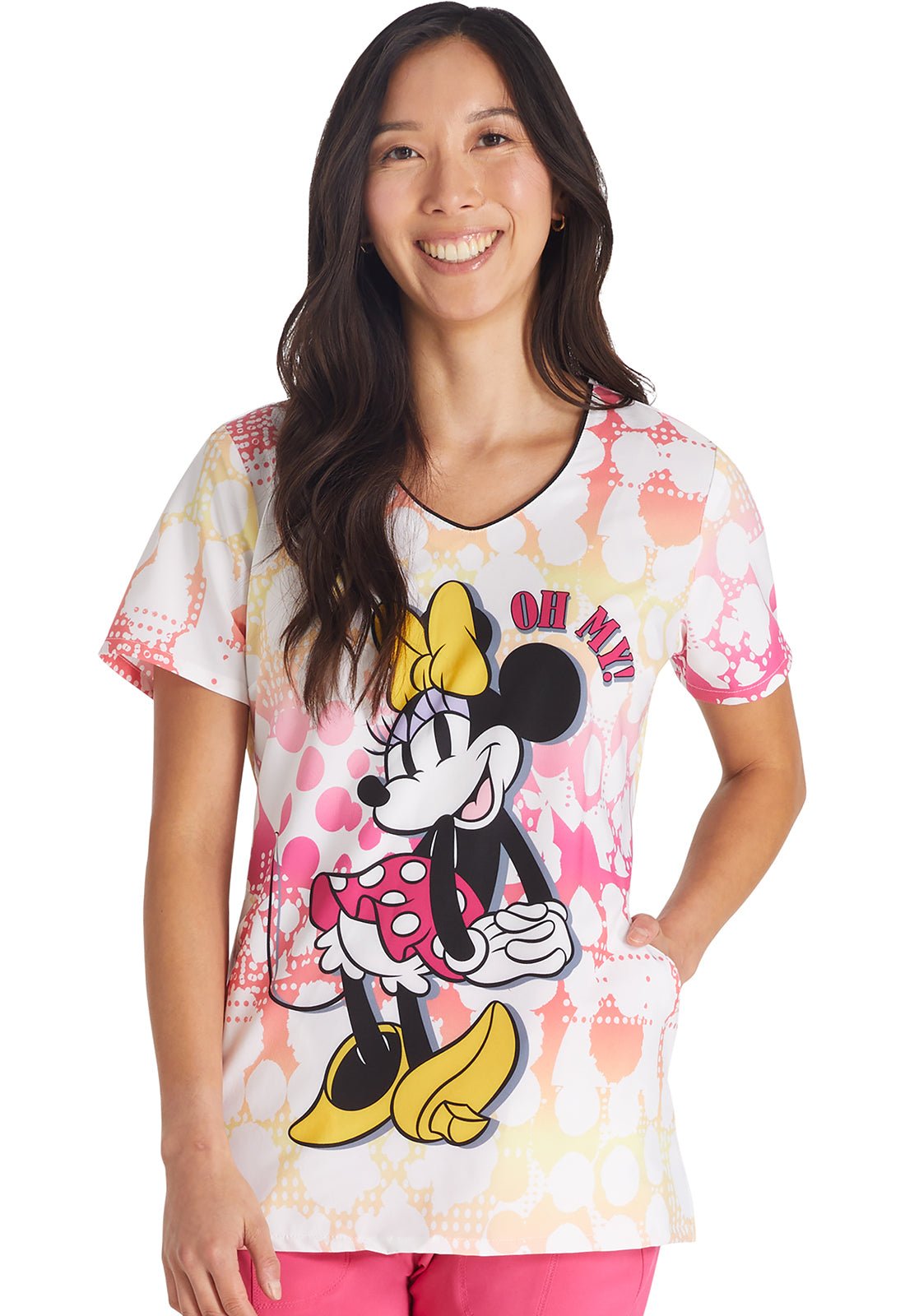 Minnie Mouse Cherokee Tooniforms Licensed Disney V Neck Scrub Top TF626 MNYH - Scrubs Select