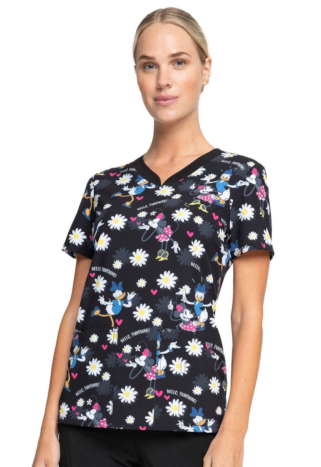 Minnie Mouse Daisy Duck Cherokee Tooniforms Licensed Disney V Neck Scrub Top TF671 MKUE - Scrubs Select