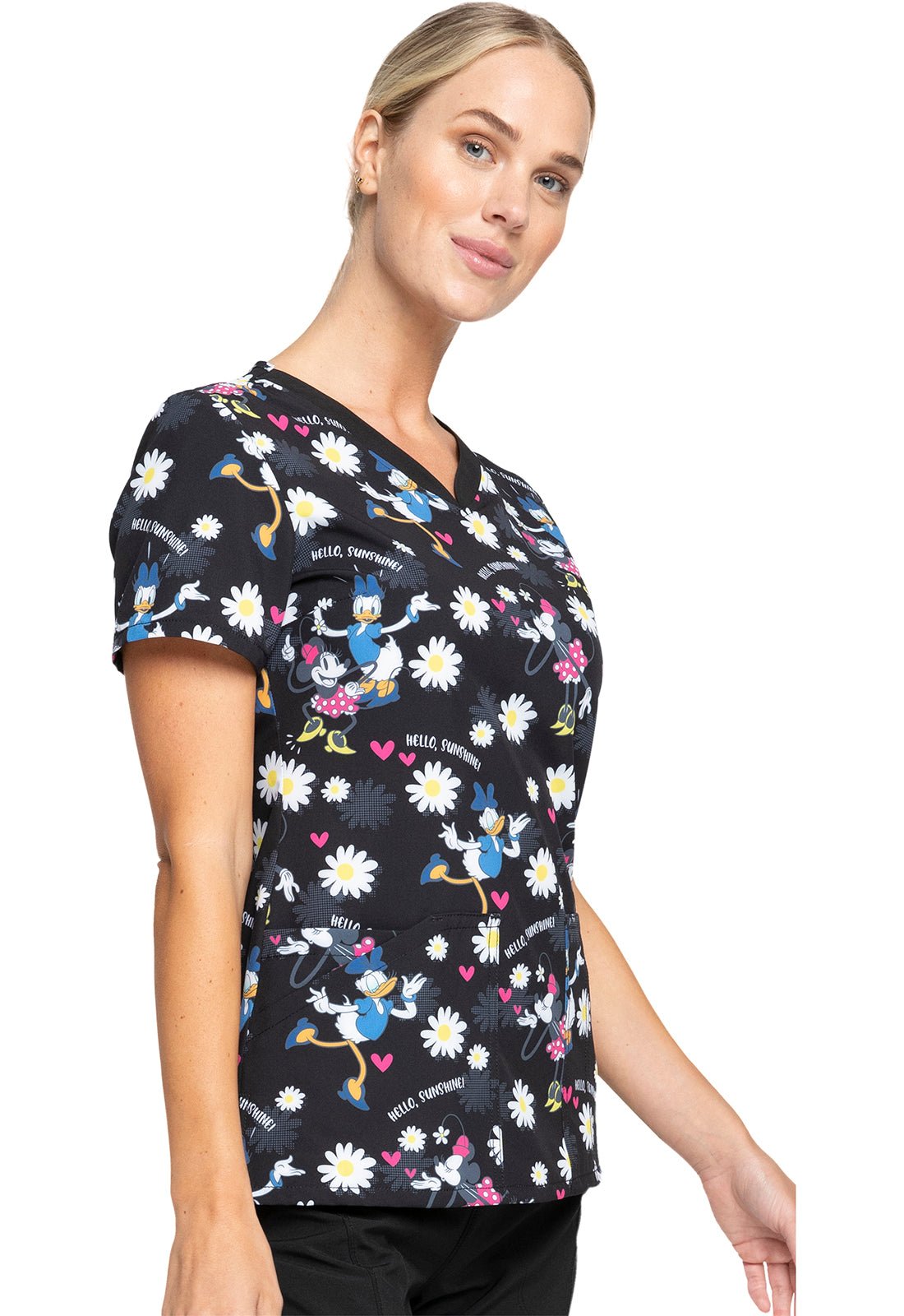 Minnie Mouse Daisy Duck Cherokee Tooniforms Licensed Disney V Neck Scrub Top TF671 MKUE - Scrubs Select