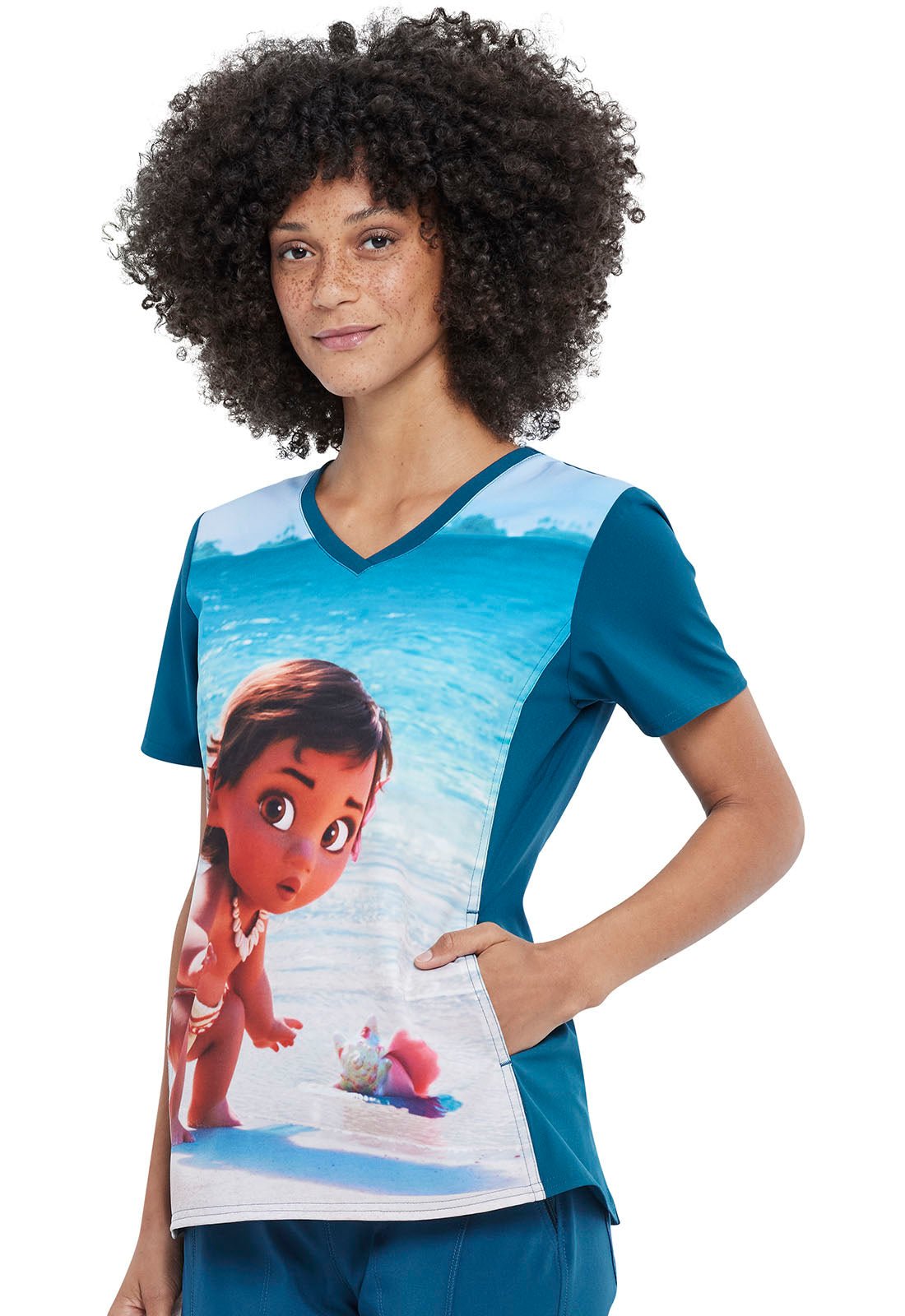 Moana Tooniforms Licensed Disney V Neck Scrub Top TF627 MHBM - Scrubs Select