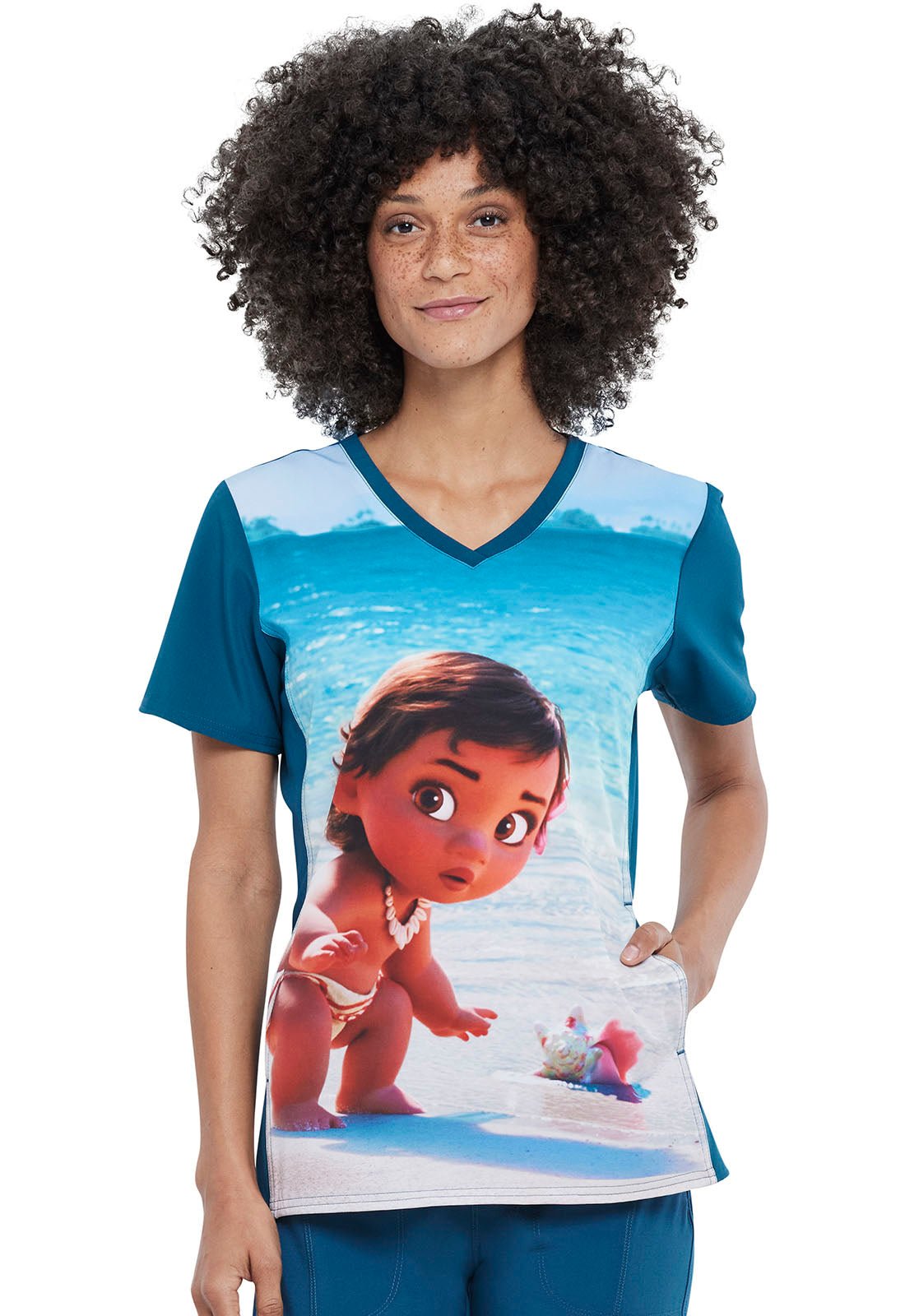 Moana Tooniforms Licensed Disney V Neck Scrub Top TF627 MHBM - Scrubs Select