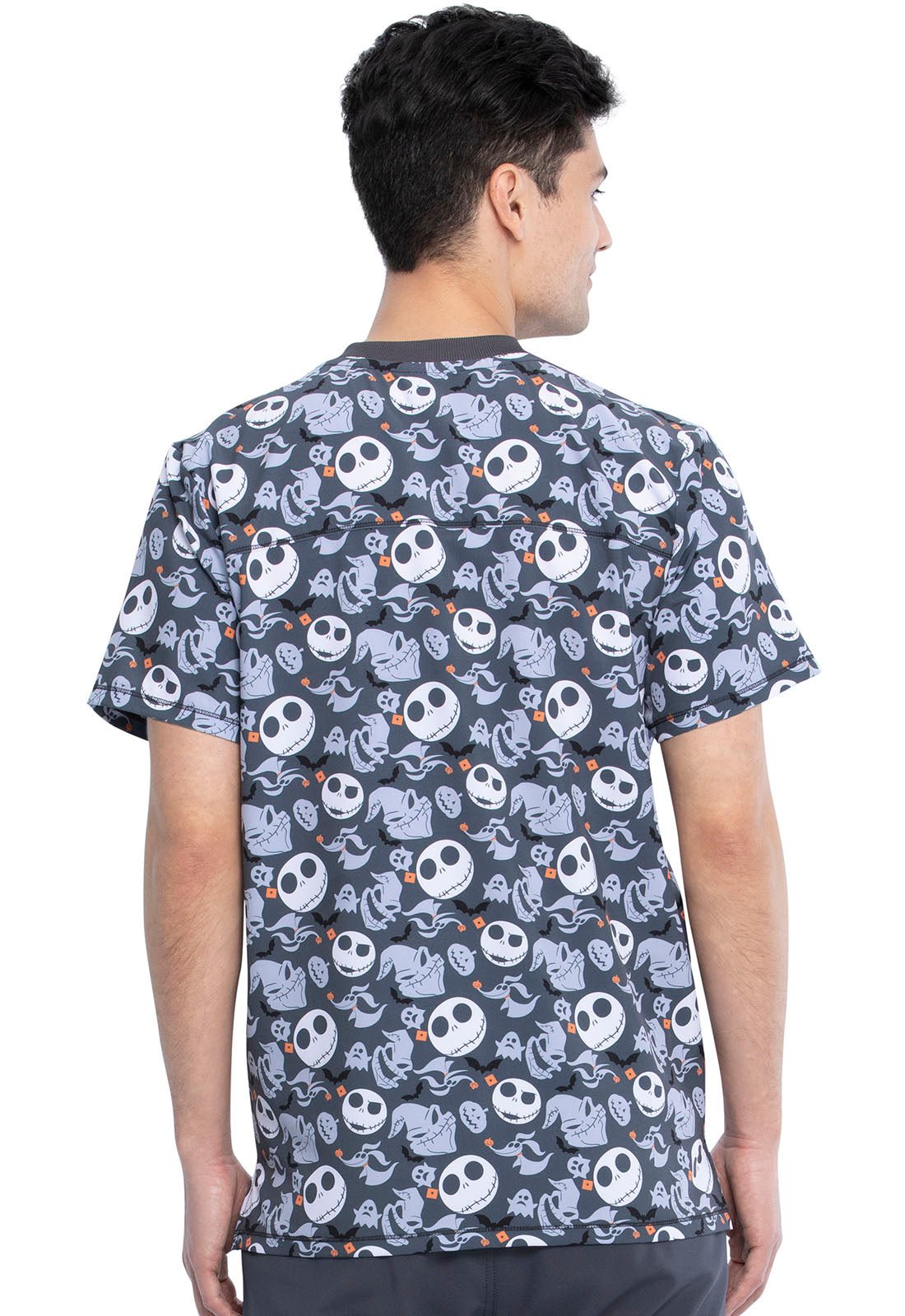 Nightmare Before Christmas Tooniforms Disney Men's V Neck Scrub Top TF725 NCOW - Scrubs Select