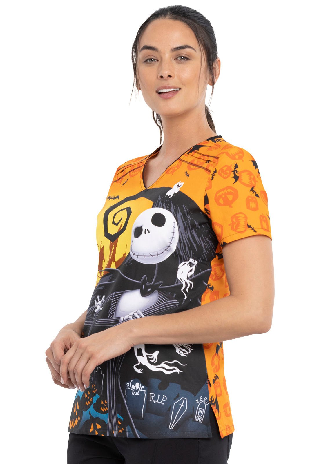 Nightmare Before Christmas Tooniforms Disney V Neck Scrub Top TF690 NCHJ - Scrubs Select