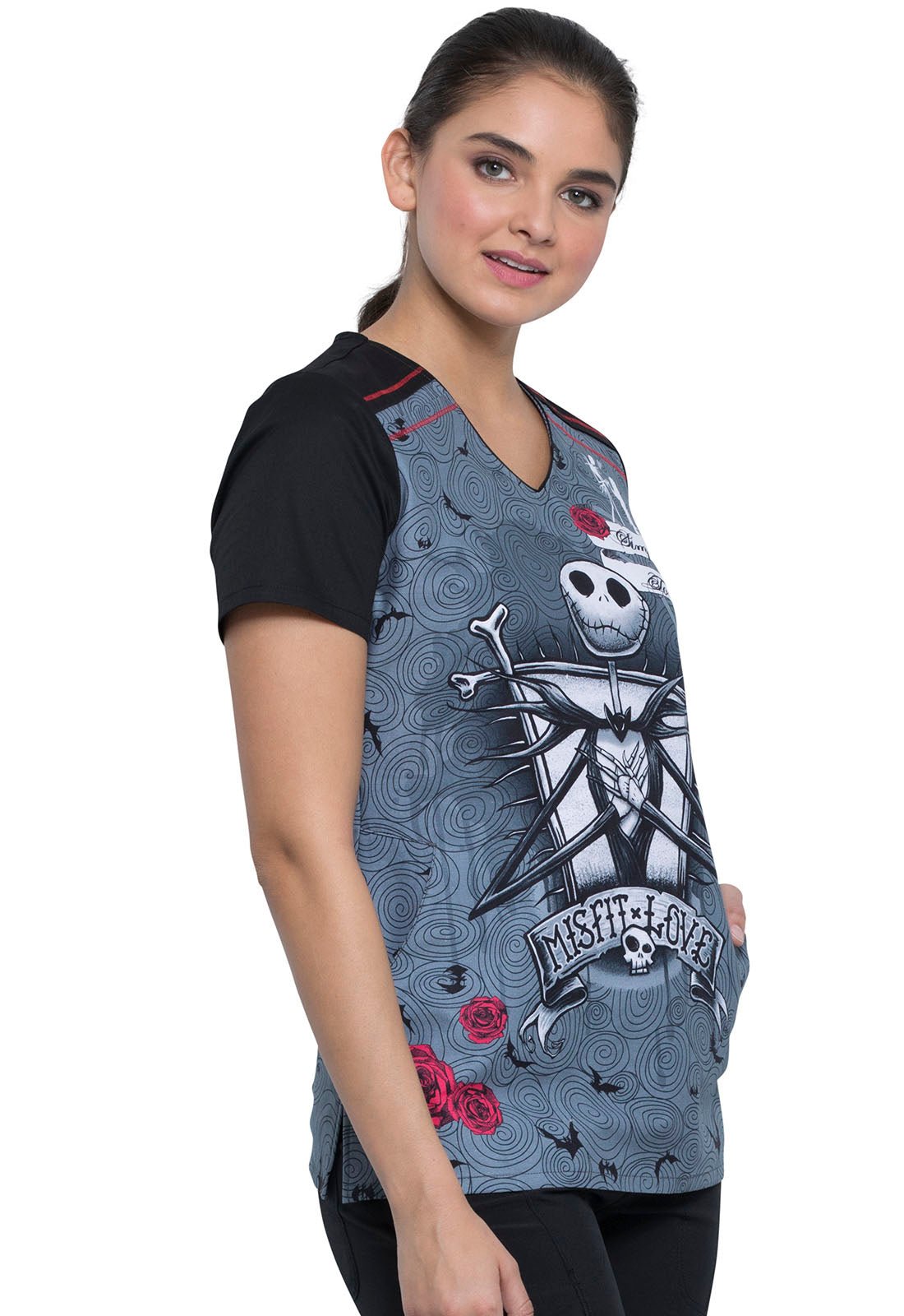 Nightmare Before Christmas Tooniforms Licensed V-Neck Scrub Top TF639 NCIF - Scrubs Select