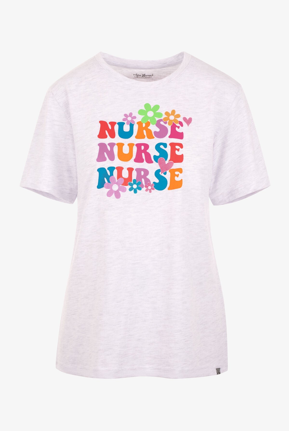 Nurse Flowers Zavate Print Scrub White Tee 1066 NRFL - Scrubs Select