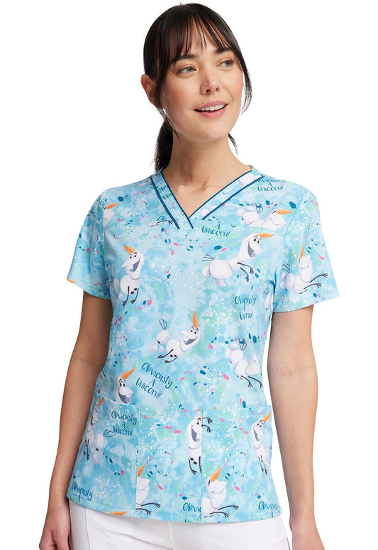 Olaf Tooniforms Licensed Disney Frozen V Neck Scrub Top TF610 FZOB - Scrubs Select