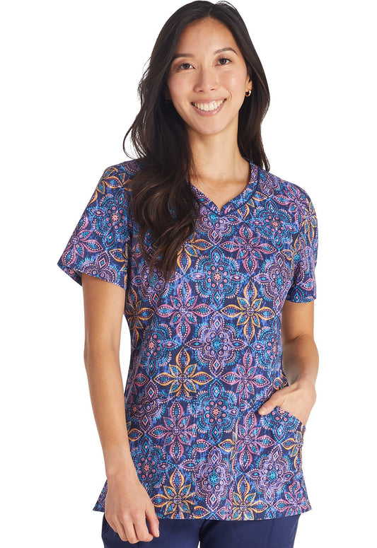 One In A Medallion Cherokee Print V Neck Scrub Top CK678 OIAM - Scrubs Select