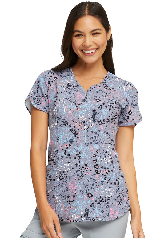 Patterned Heartsoul Print V Neck Scrub Top HS643 STWS - Scrubs Select