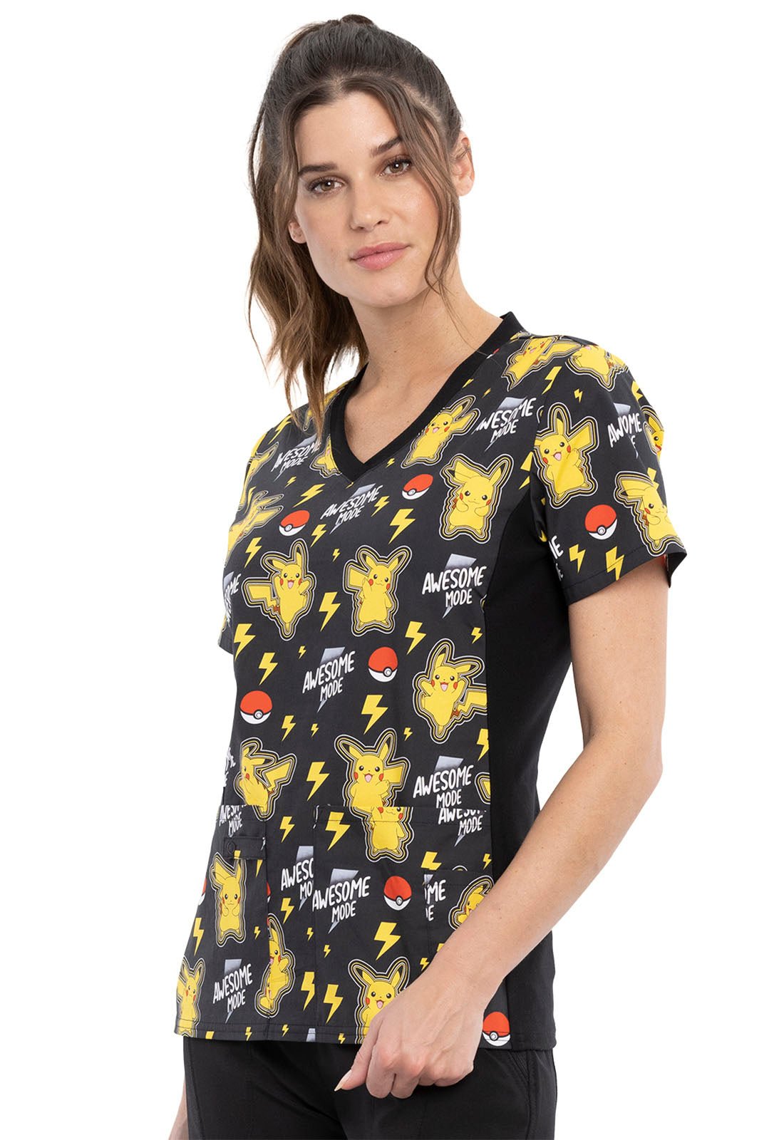 Pichu Tooniforms Licensed Pokemon V Neck Scrub Top TF636 PMAM - Scrubs Select