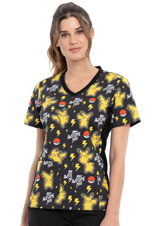 Pichu Tooniforms Licensed Pokemon V Neck Scrub Top TF636 PMAM - Scrubs Select