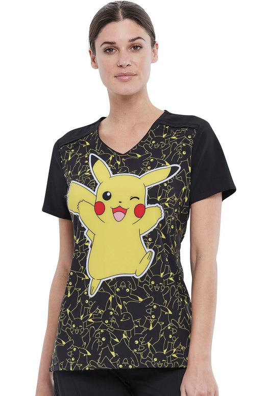 Pikachu Tooniforms Licensed V-Neck Scrub Top TF639 PMPZ - Scrubs Select