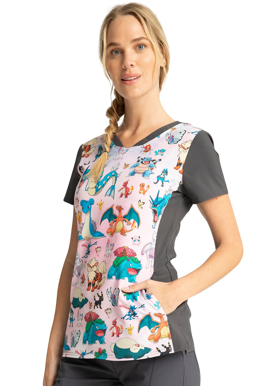 Pokemon Cherokee Tooniforms V Neck Scrub Top TF749 PMCA - Scrubs Select