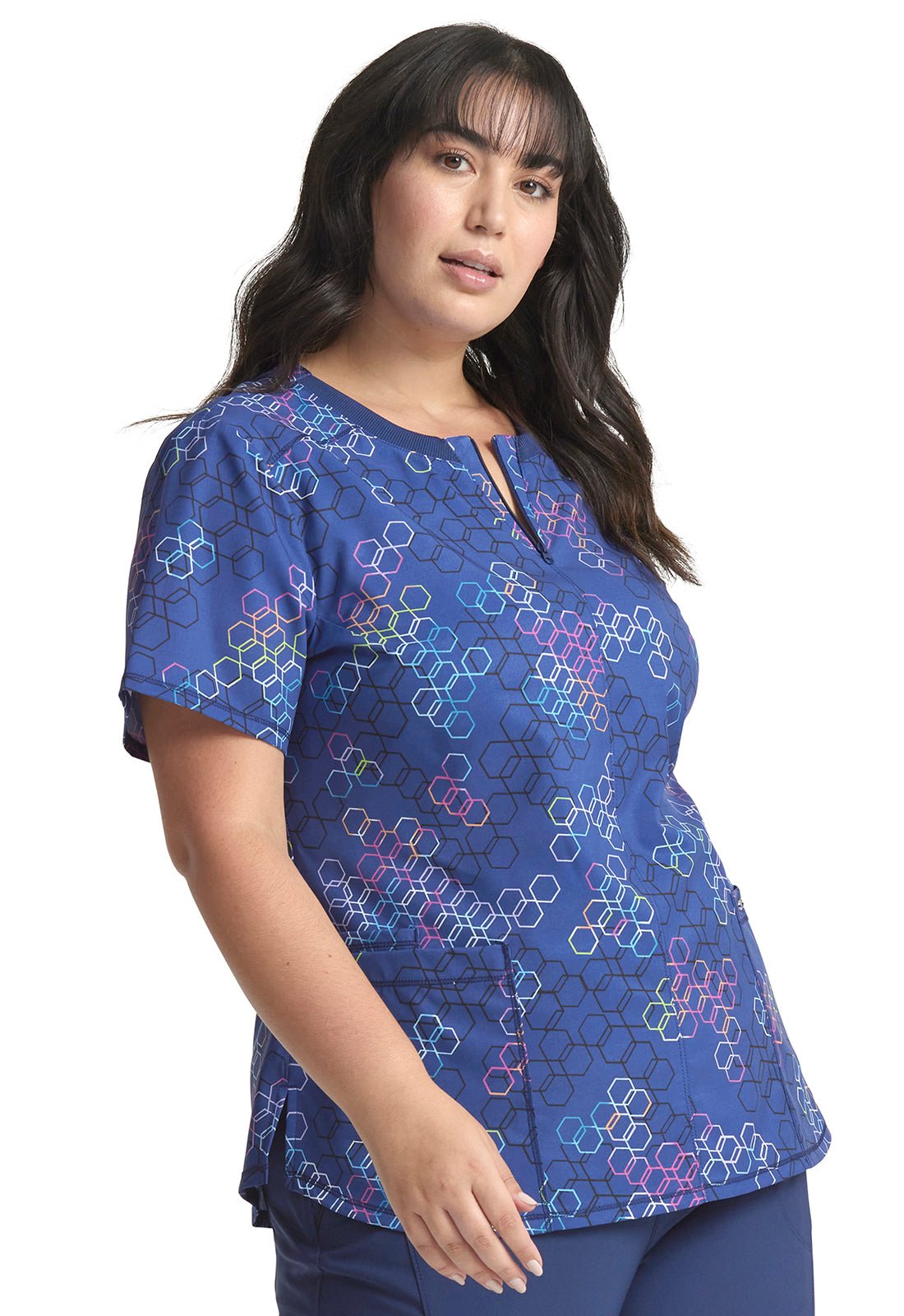 Prism Points Cherokee Infinity Print Round Neck Scrub Top CK880 PSIT - Scrubs Select