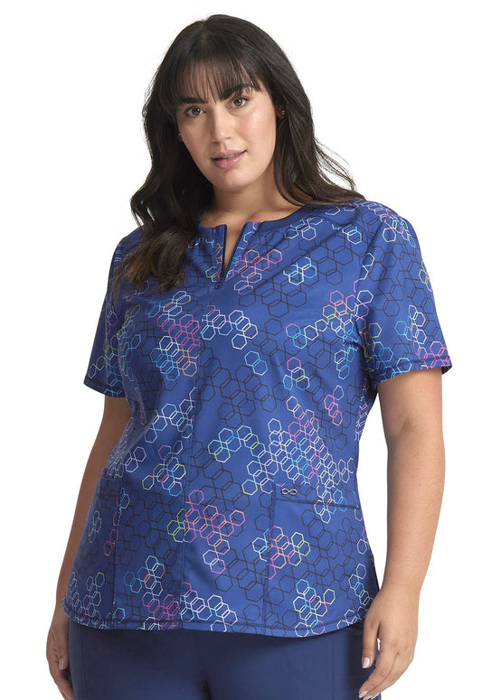 Prism Points Cherokee Infinity Print Round Neck Scrub Top CK880 PSIT - Scrubs Select