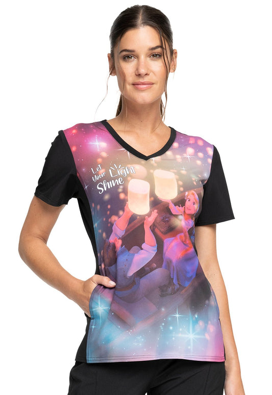 Rapunzel Cherokee Tooniforms Licensed Disney V Neck Scrub Top TF627 RZUZ - Scrubs Select