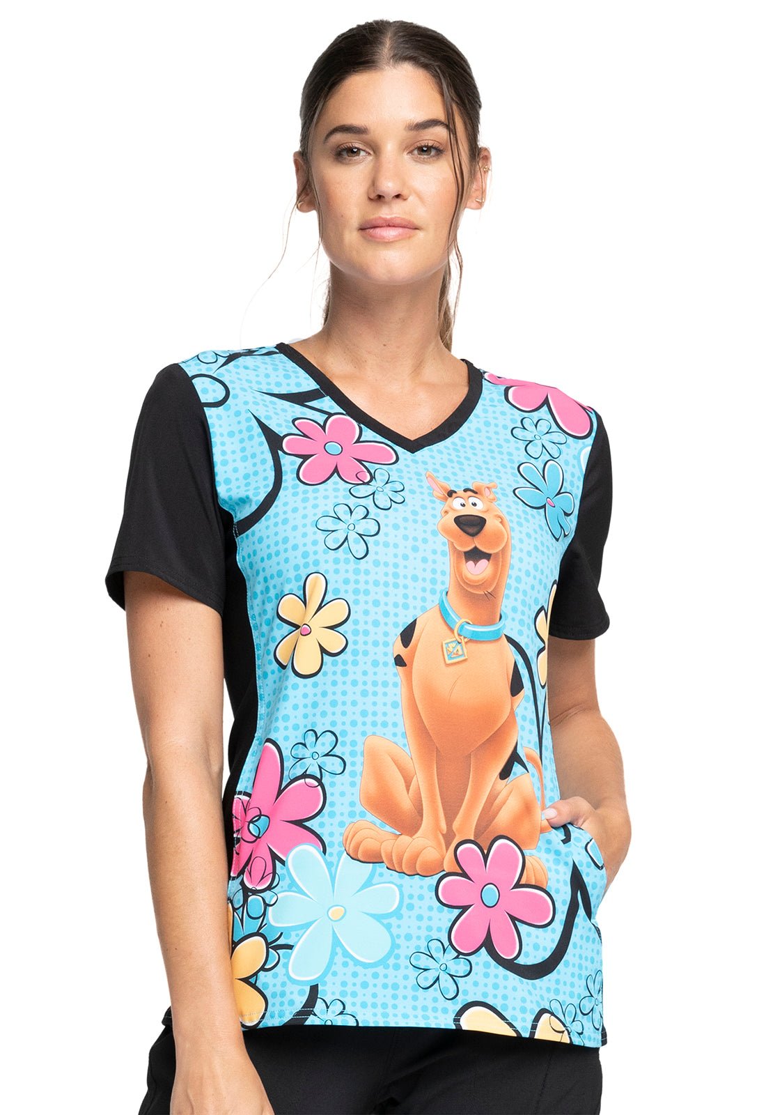 Scooby Doo Cherokee Tooniforms Licensed V-Neck Scrub Top TF678 SDIN - Scrubs Select