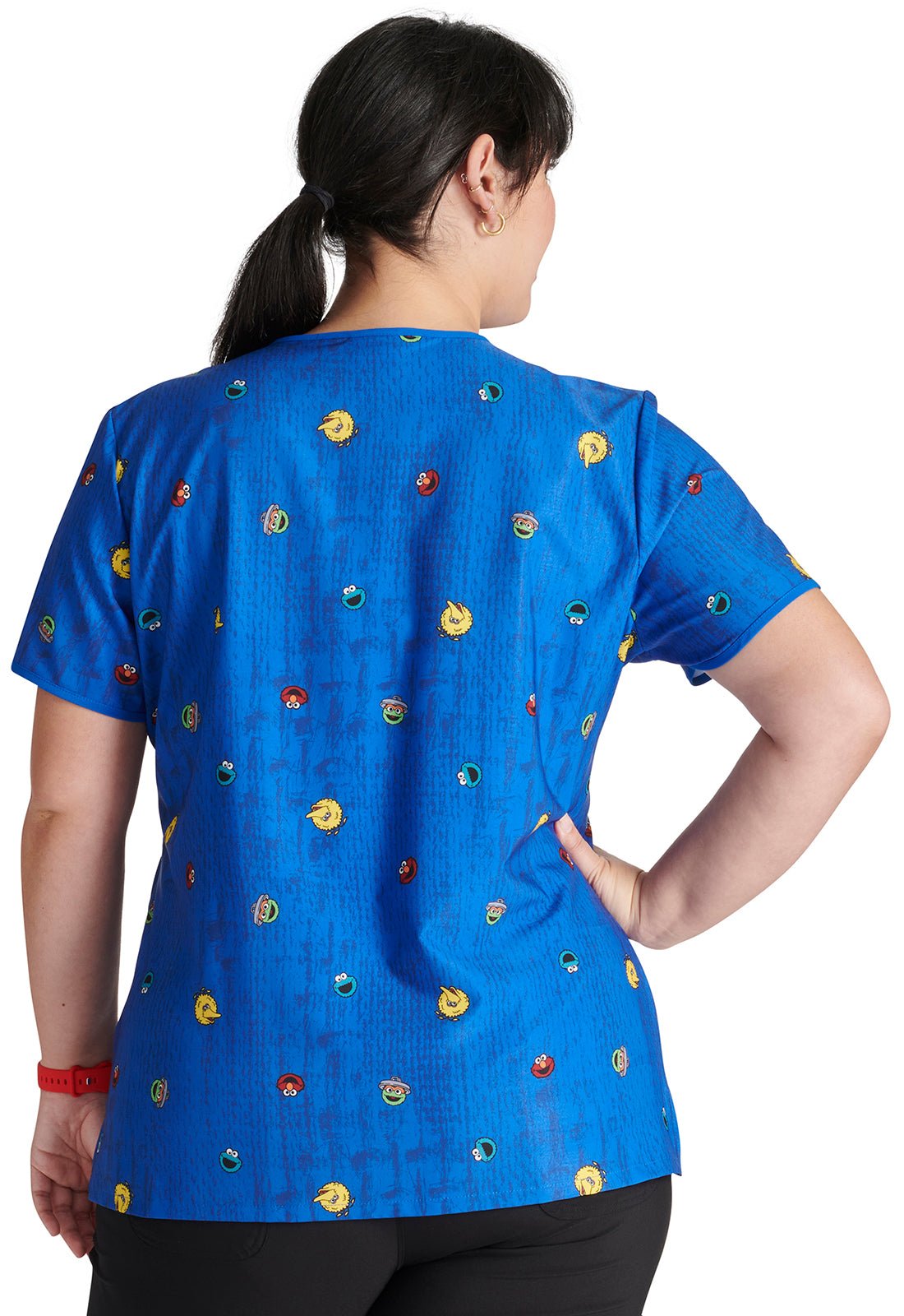 Sesame Street Cherokee Tooniforms Licensed V Neck Scrub Top TF686 SWEJ - Scrubs Select