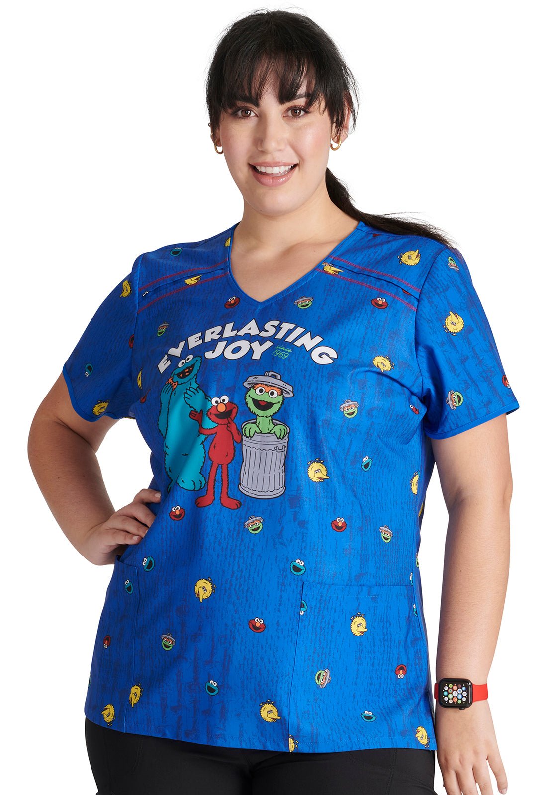 Sesame Street Cherokee Tooniforms Licensed V Neck Scrub Top TF686 SWEJ - Scrubs Select