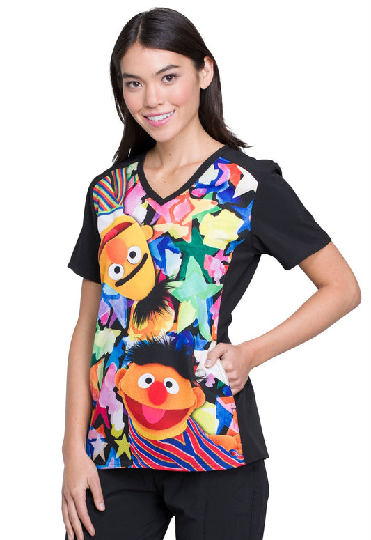 Sesame Street Tooniforms Licensed V Neck Scrub Top TF637 SWBA - Scrubs Select