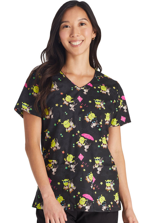 Shrek Tooniforms Dreamworks V Neck Medical Scrub Top TF614 SKSL - Scrubs Select