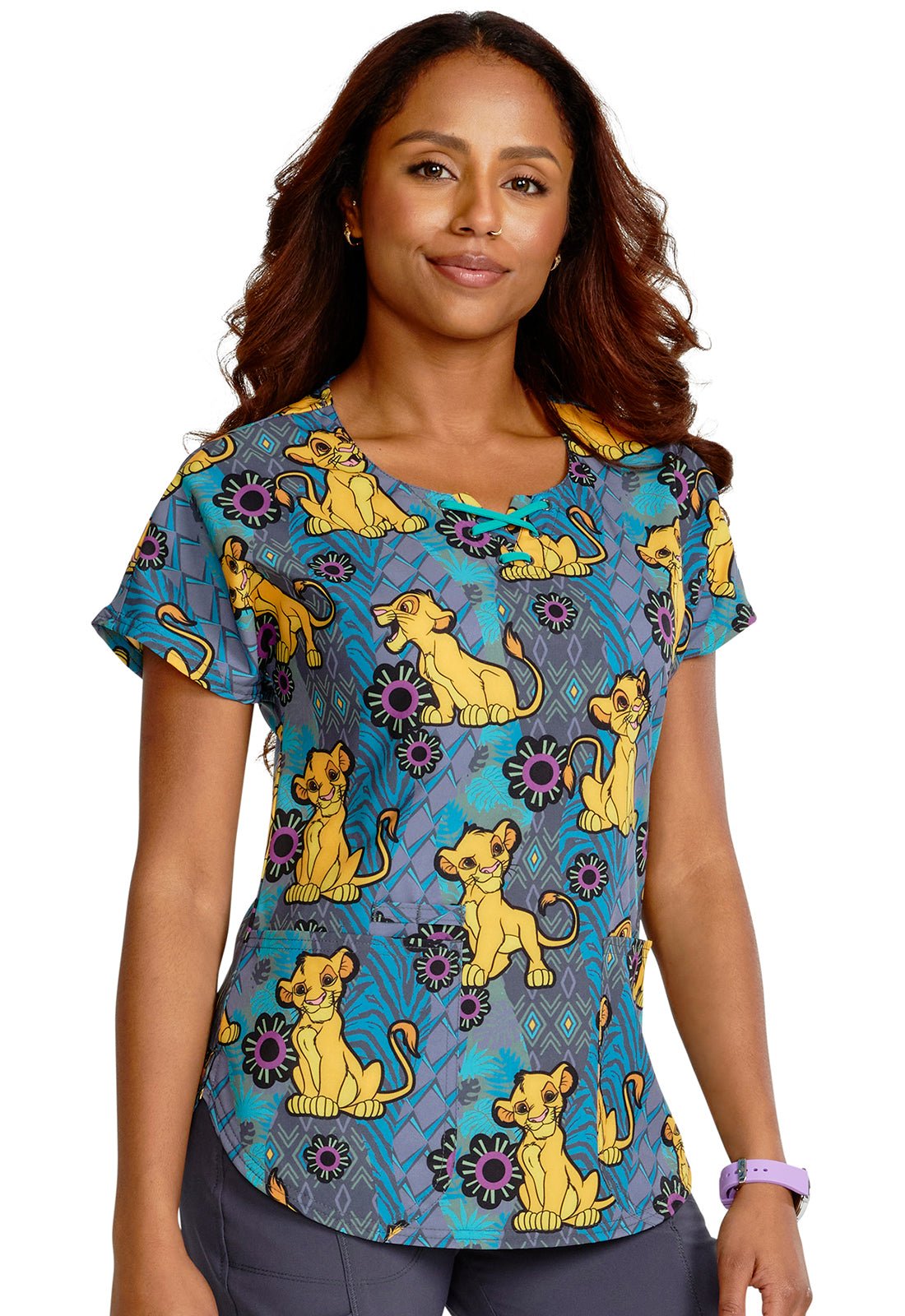 Simba Cherokee Tooniforms Disney Lion King Round Neck Scrub Top TF787 Scrubs Select