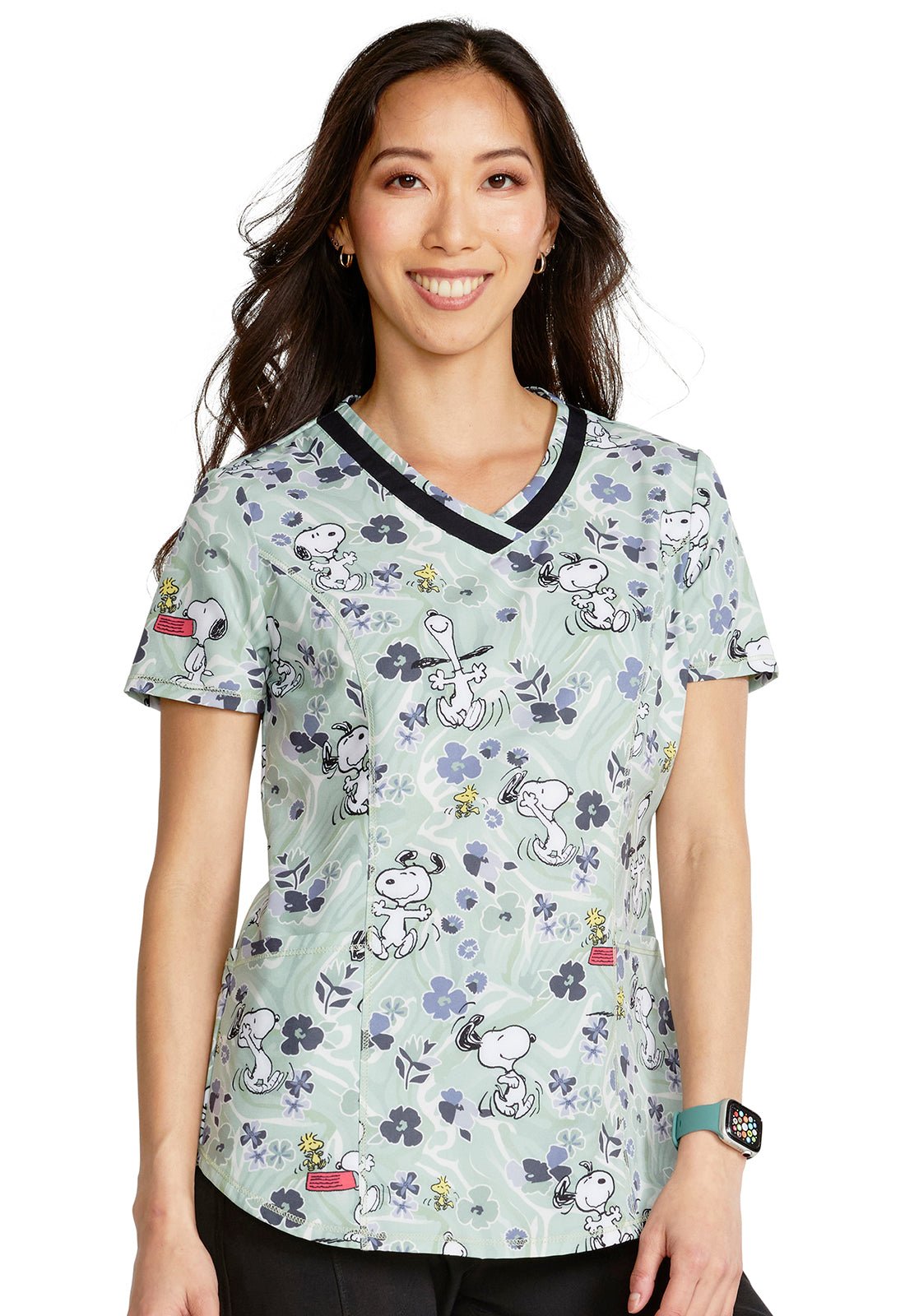 Snoopy Cherokee Tooniforms Peanuts V Neck Scrub Top TF769 PNVM - Scrubs Select