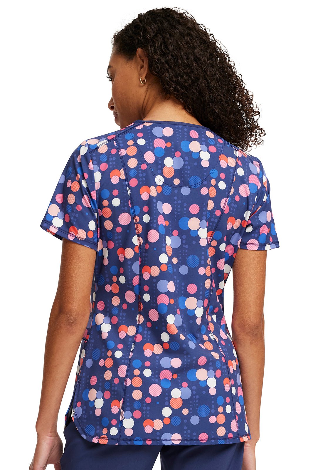 Sporty Spots Cherokee Infinity Print V Neck Scrub Top CK634 SPST - Scrubs Select