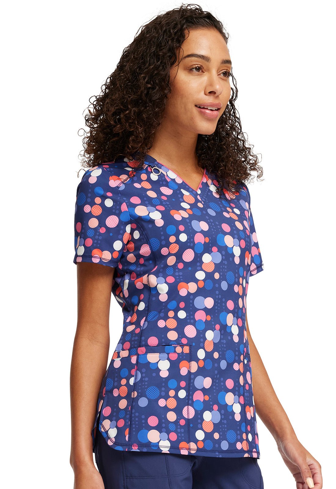 Sporty Spots Cherokee Infinity Print V Neck Scrub Top CK634 SPST - Scrubs Select