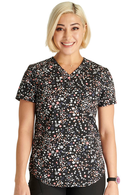 Sweetheart Geo Cherokee Print Tuckable V Neck Scrub Top CK664 SHGO - Scrubs Select