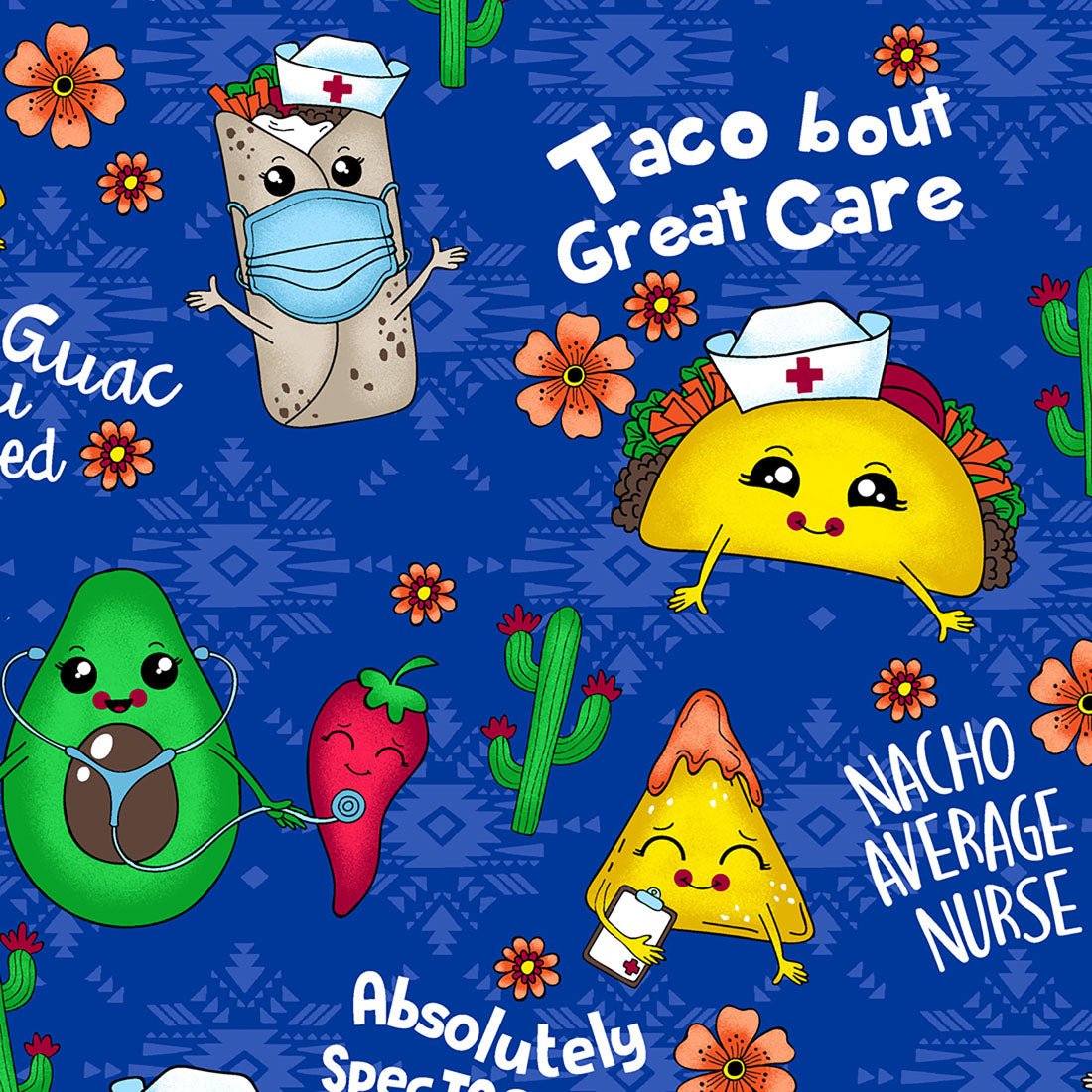 Taco Cherokee Nurse Print V Neck Scrub Top CK652 NANS - Scrubs Select