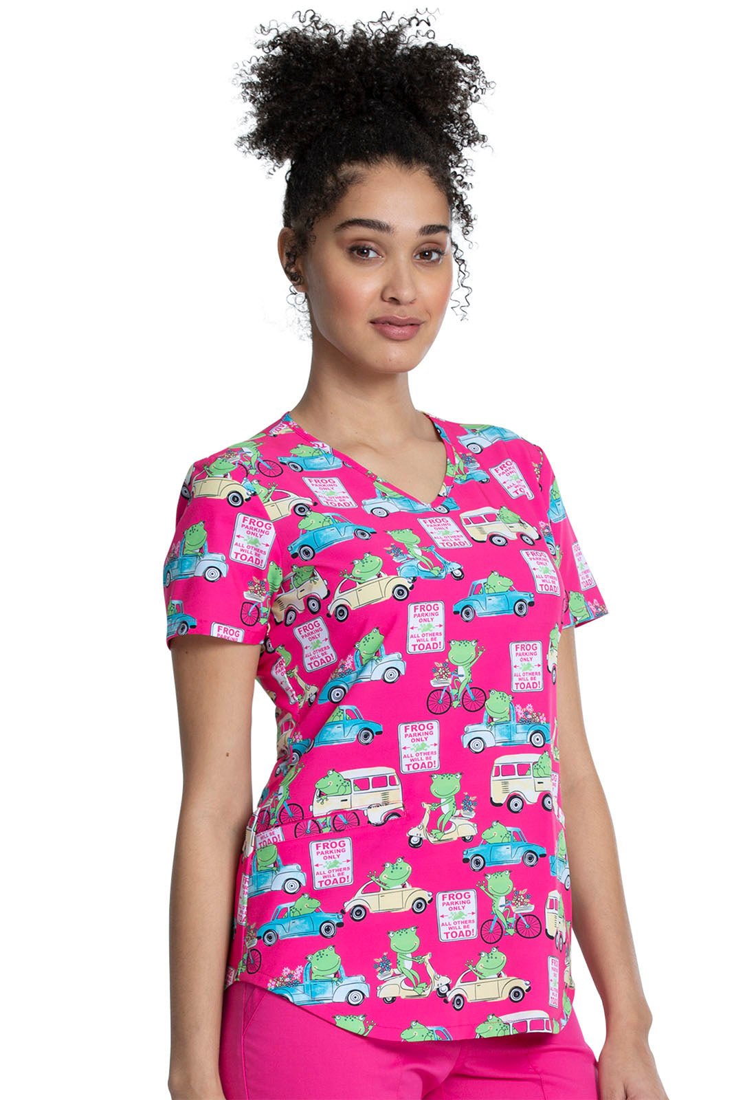 Toad Print V Neck Scrub Top CK637 TAAW - Scrubs Select