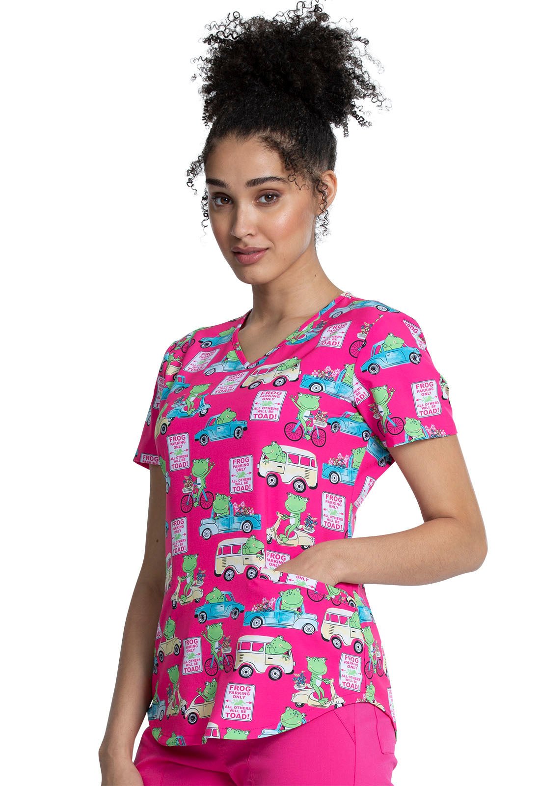 Toad Print V Neck Scrub Top CK637 TAAW - Scrubs Select