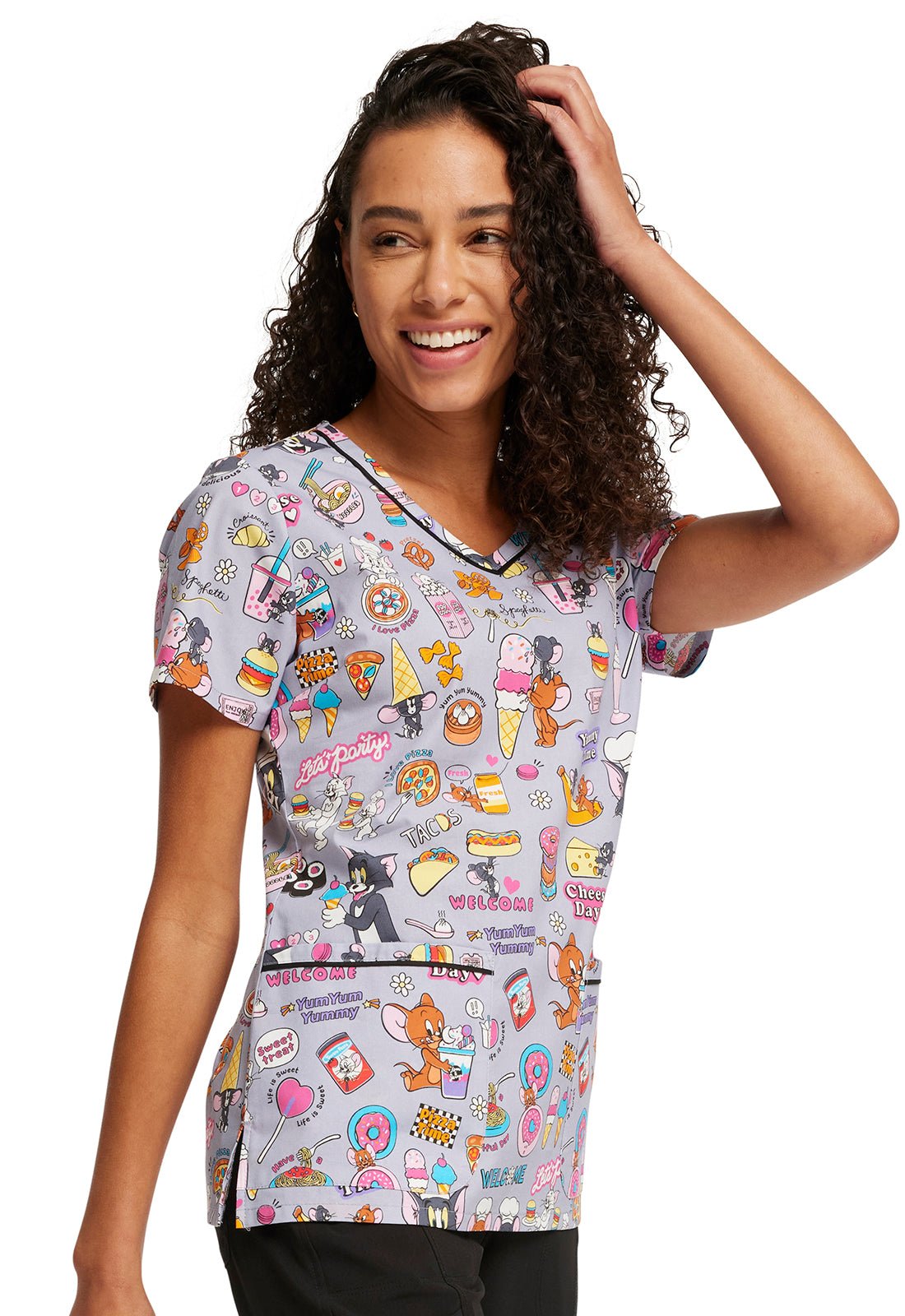 Tom and Jerry Tooniforms Licensed Hanna Barbera V Neck Scrub Top TF633 TJUM - Scrubs Select