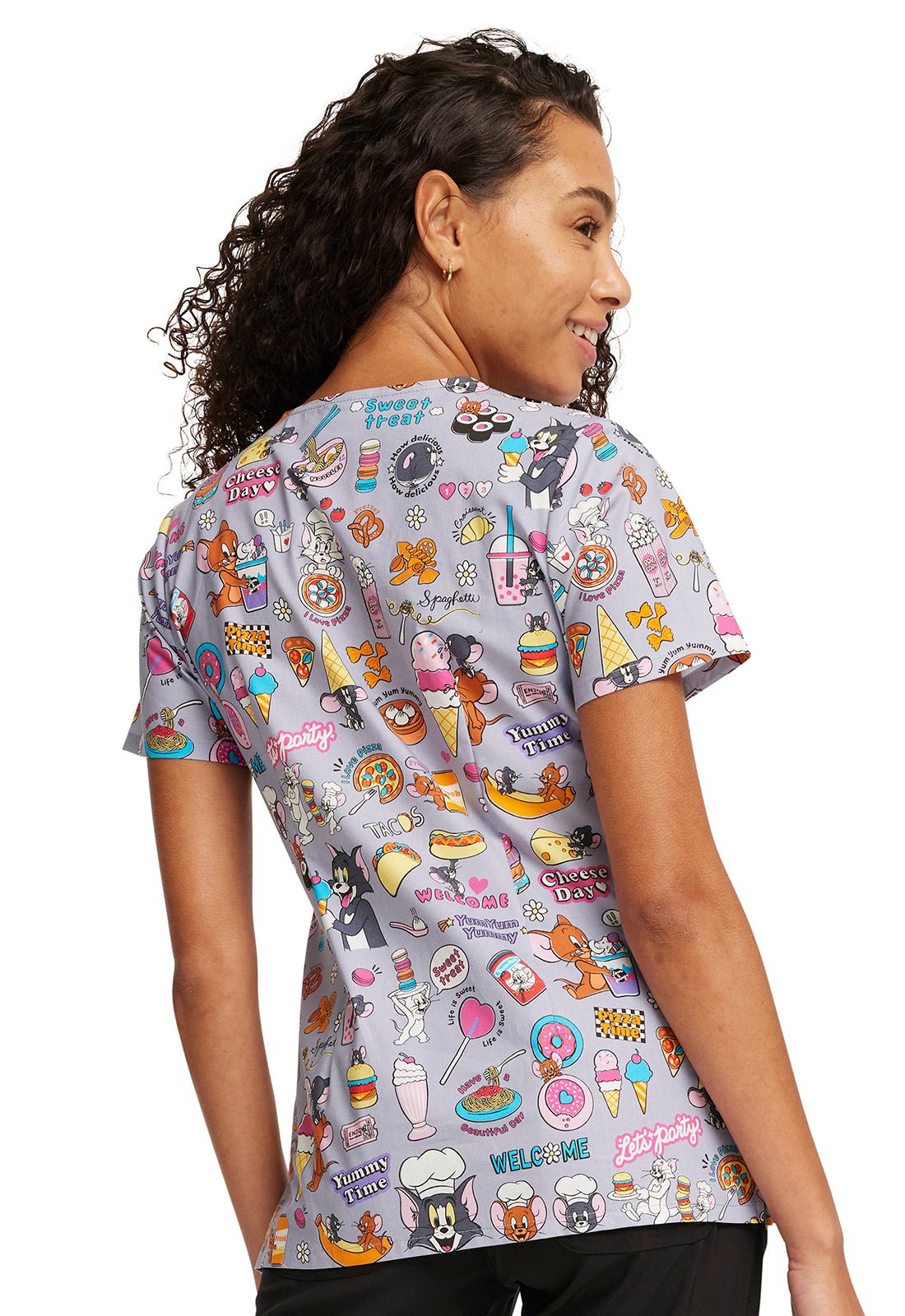 Tom and Jerry Tooniforms Licensed Hanna Barbera V Neck Scrub Top TF633 TJUM - Scrubs Select