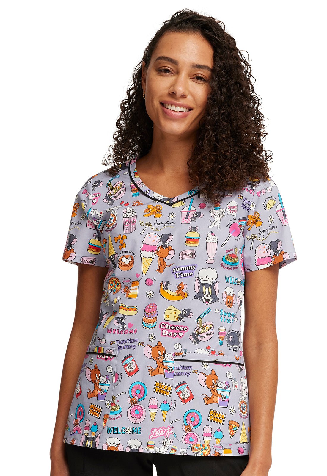 Tom and Jerry Tooniforms Licensed Hanna Barbera V Neck Scrub Top TF633 ...