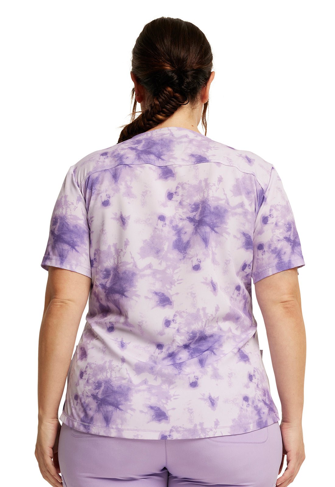 Tonal Tie Dye Lavender Dickies Dynamix Print V Neck Scrub Top DK623 TTDL - Scrubs Select