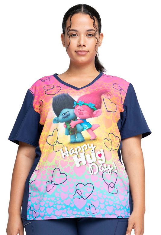 Trolls Cherokee Tooniforms Licensed Dreamworks V Neck Scrub Top TF627 TOUG - Scrubs Select