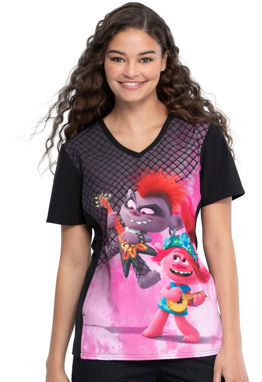 Trolls Tooniforms Licensed Dreamworks V Neck Scrub Top TF627 TOBB - Scrubs Select