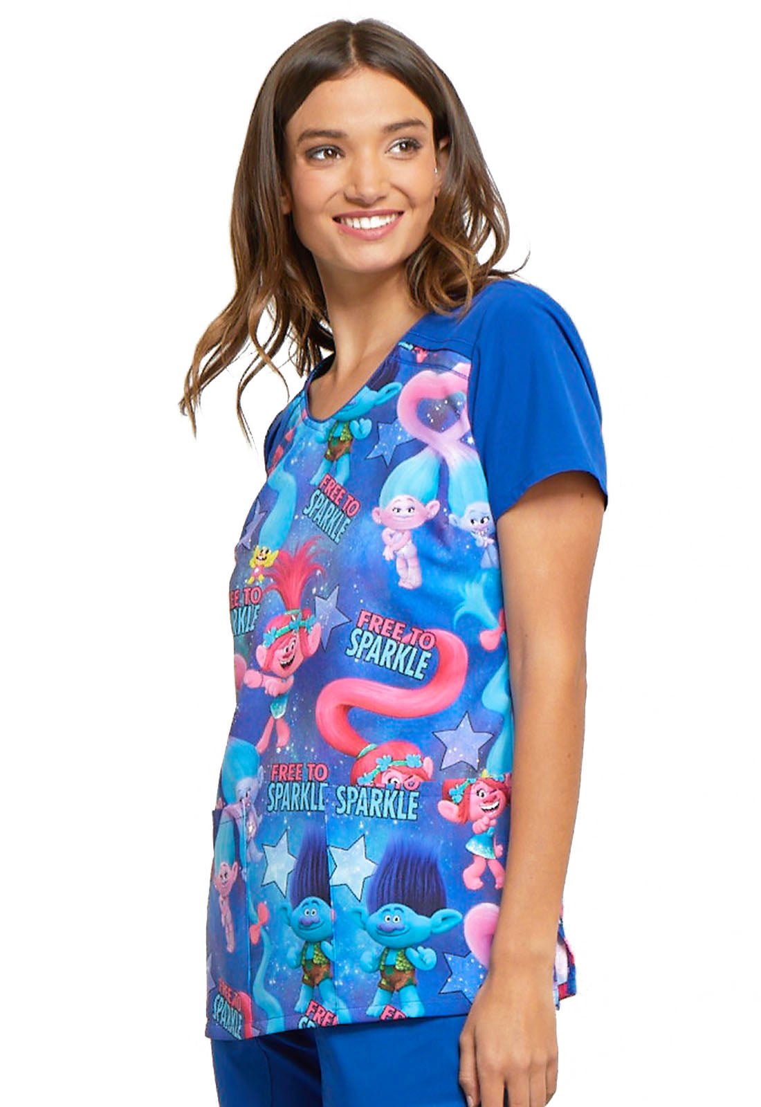 Trolls Tooniforms Licensed Dreamworks V Neck Scrub Top TF645 TOBA - Scrubs Select