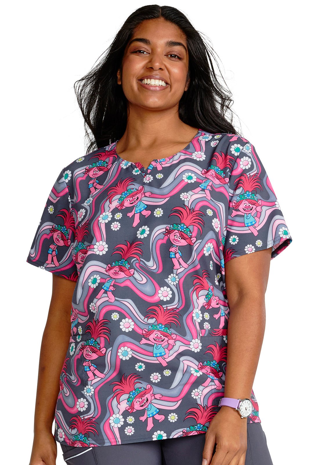 Trollstopia Cherokee Tooniforms Trolls V Neck Scrub Top TF761 TOIA - Scrubs Select