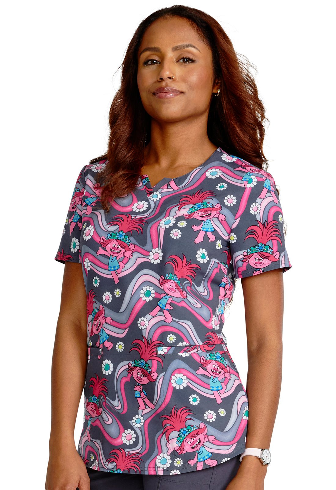 Trollstopia Cherokee Tooniforms Trolls V Neck Scrub Top TF761 TOIA - Scrubs Select