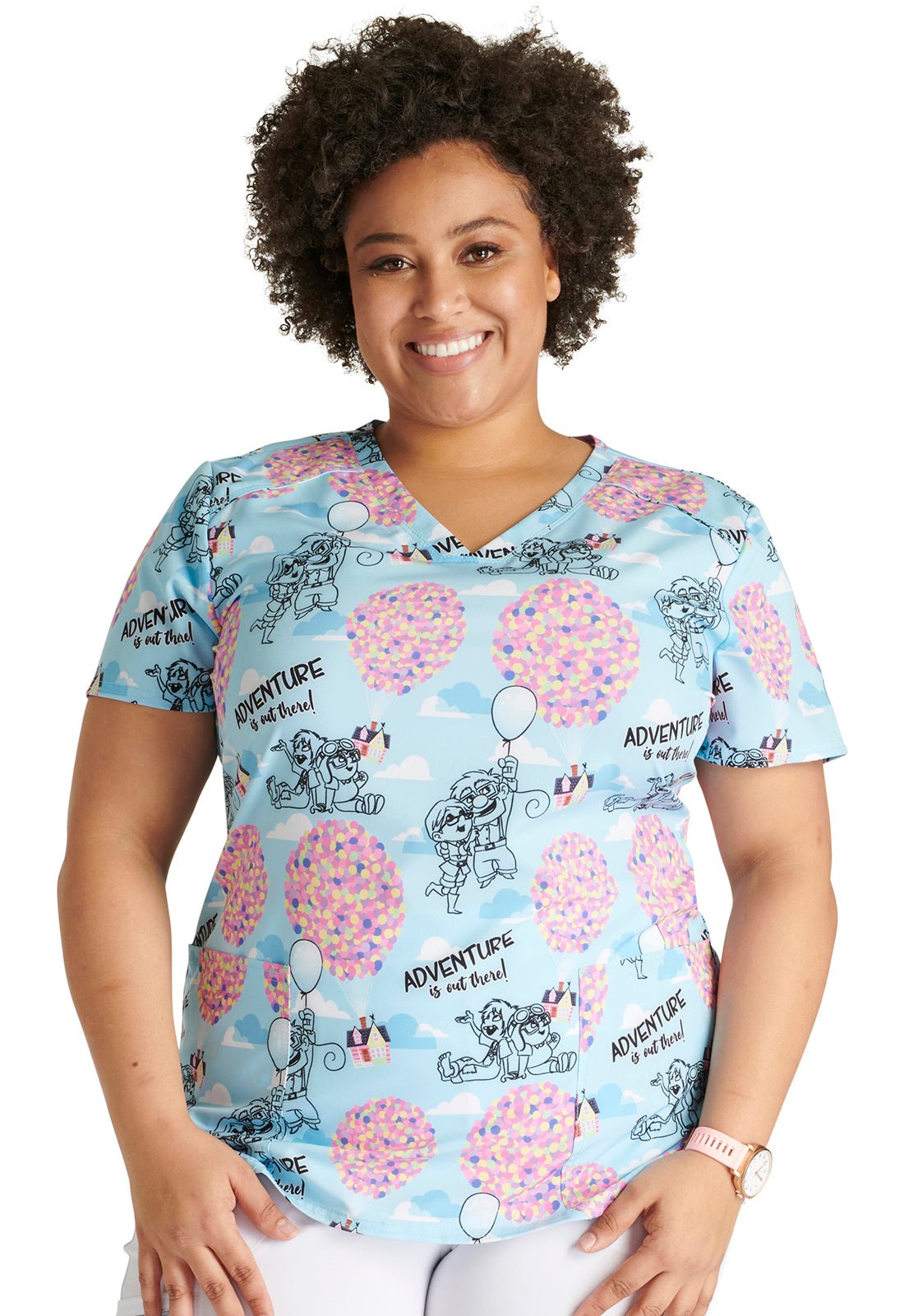 UP! Cherokee Tooniforms Disney V Neck Scrub Top TF776 UPAD - Scrubs Select