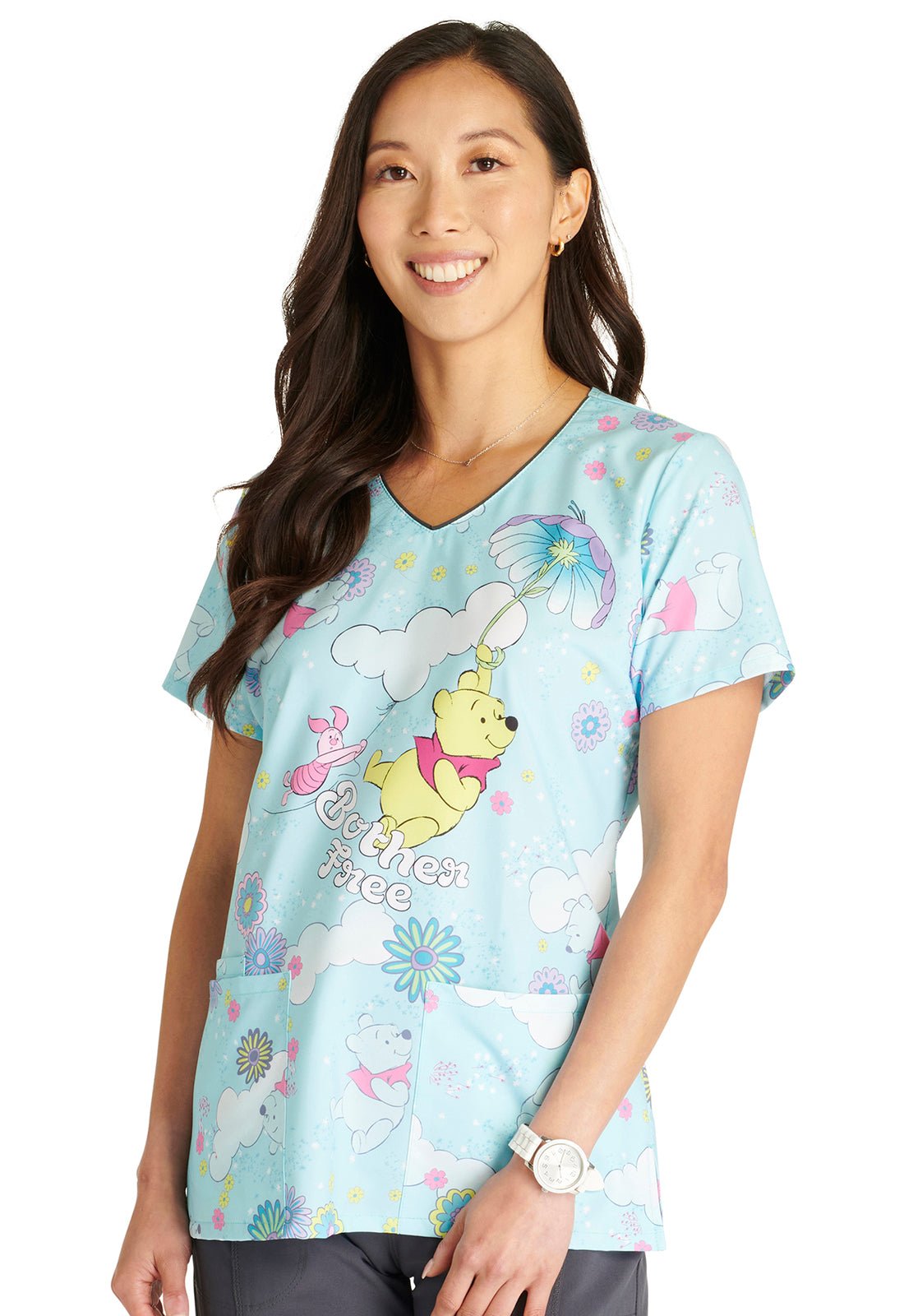 Winnie The Pooh Cherokee Tooniforms Disney V Neck Scrub Top TF614 PHFE - Scrubs Select