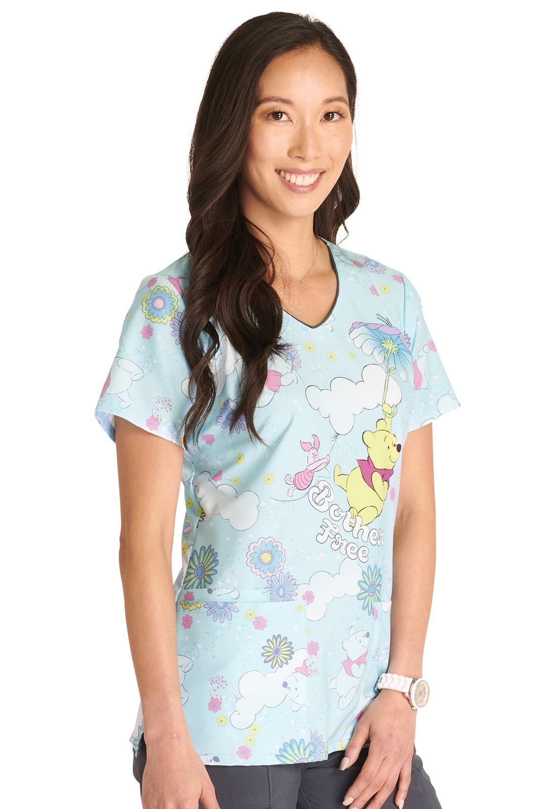 Winnie The Pooh Cherokee Tooniforms Disney V Neck Scrub Top TF614 PHFE - Scrubs Select