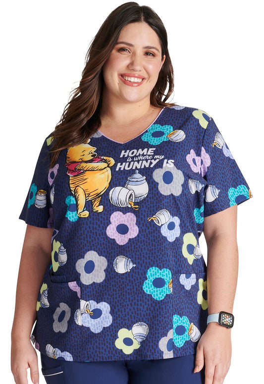 Winnie The Pooh Cherokee Tooniforms Disney V Neck Scrub Top TF614 PHHM - Scrubs Select