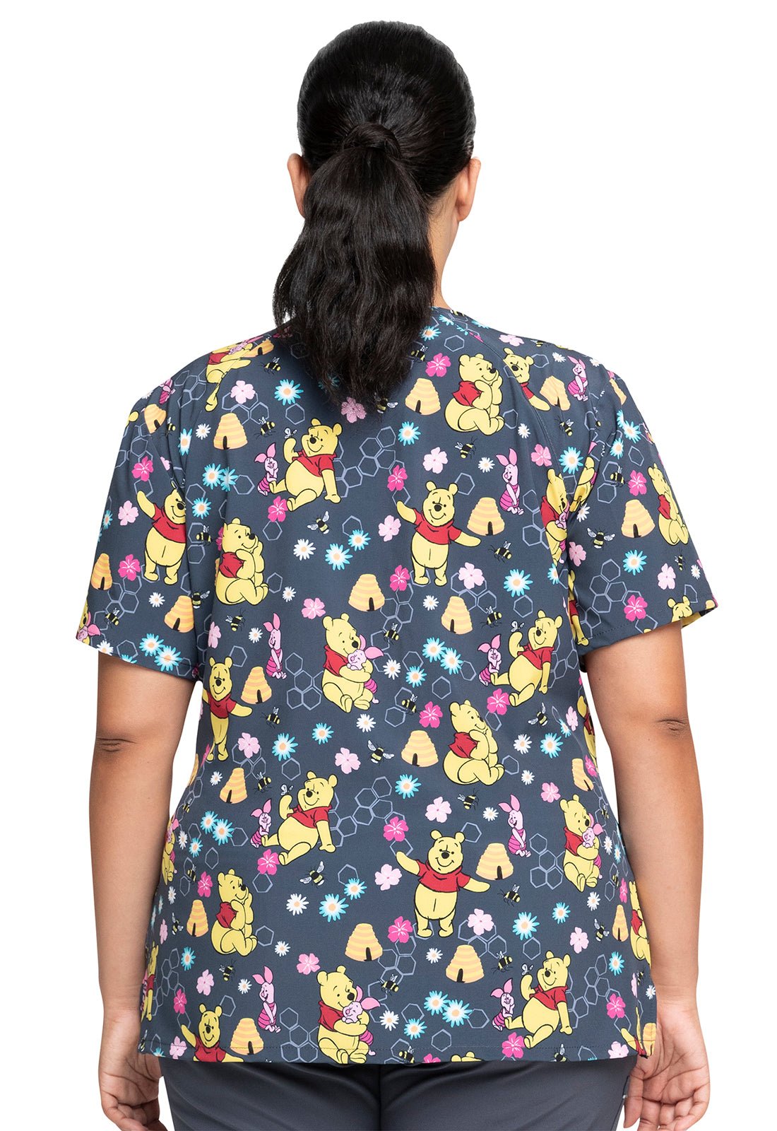 Winnie The Pooh Cherokee Tooniforms Disney V Neck Scrub Top TF659 PHKN - Scrubs Select